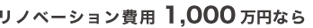 リノベーション費用1,000万円なら